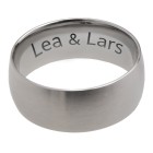 Stainless steel ring curved and matt 7mm wide with individual engraving