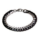 Zweifarbiges Armband Stahl und PVD schwarz mit Karabinerverschlu&szlig; 21.5cm
