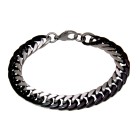 Zweifarbiges Armband Stahl und PVD schwarz mit Karabinerverschluß 21.5cm