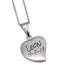 Herzf&ouml;rmiger Kettenanh&auml;nger aus Edelstahl mit pinkfarbenen Kristallen und Ihrer Gravur