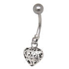 Bauchnabel Piercing 1.6x10mm mit Design, K&auml;fig-Herz-Anh&auml;nger
