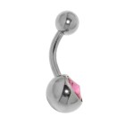 Standard Bauchnabelpiercing aus Chirurgenstahl mit einem New Cut Stein