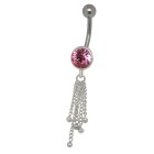 Bauchnabelpiercing mit 925 Silber Kettendesign und einem changierenden Kristall