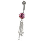 Bauchnabelpiercing mit 925 Silber Kettendesign und einem changierenden Kristall