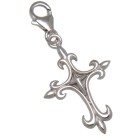 Charm-Anhänger Kreuz mit Fleur de Lys-Spitzen zum einhängen in ein Bettelarmband