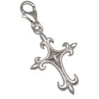 Charm-Anh&auml;nger Kreuz mit Fleur de Lys-Spitzen zum einh&auml;ngen in ein Bettelarmband
