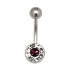 Bauchnabelpiercing aus 316L Stahl mit Kristallen in einer Epoxidmasse