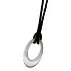 Ovaler Edelstahlanh&auml;nger poliert, 29x17mm, mit Band