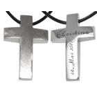 Edelstahlanh&auml;nger Kreuz gro&szlig; und wunderbar, geb&uuml;rstet mit individueller Gravur auf der R&uuml;ckseite  46cm / 54cm
