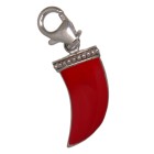 Red tiger tooth pendant made of 925 sterling silver