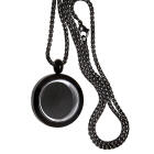 Runder Medaillon Anh&auml;nger KLEIN aus Edelstahl PVD schwarz farbig beschichtet mit Kette