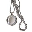 Round medallion pendant SMALL made of polished and matted stainless steel with chain