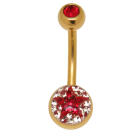 Vergoldete Bauchnabel K&ouml;rperschmuck Piercing aus 316L Chirurgenstah 1.6x10mm