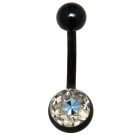 Bauchnabelpiercing BLACK GLITTER aus 316L Stahl mit einer schwarzen PVD Beschichtung