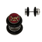 Pseudo plug, pin made of 316L, 1.2x4.5x6mm, skull kitten, pink