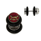 Pseudo-Plug, Stift aus 316L, 1.2x4.5x6mm, Skull-K&auml;tzchen, pink