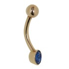 Bauchnabel Piercing aus 9 Karat Gold 1.6x10mm , sapphire