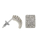 Ear studs 925 silver, 5 rows, small, set with crystals