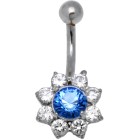 Titan Bauchnabelpiercing in Blütenform mit Swarovski Kristallen DRAMA QUEEN