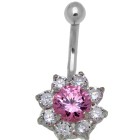 Titan Bauchnabelpiercing mit Swarovski Steinen 1.6x10mm