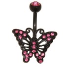 Bauchnabelpiercing BLACK BUTTERFLY  schwarz Chirurgenstahl 1.6x10mm