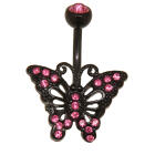 Bauchnabelpiercing BLACK BUTTERFLY  schwarz Chirurgenstahl 1.6x10mm