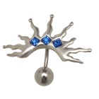 Bauchnabel Piercing, 316L Chirurgenstahlbanane, Fantasie-Motiv aus 925, Kugel 8mm