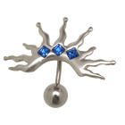 Bauchnabel Piercing, 316L Chirurgenstahlbanane, Fantasie-Motiv aus 925, Kugel 8mm