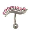 Bauchnabelpiercing 316L Chirurgenstahlbanane und 925 Silber Design, kleine Wellenform