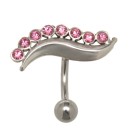 Bauchnabelpiercing  316L Chirurgenstahlbanane und 925 Silber Design, kleine Wellenform