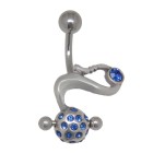 Bauchnabelpiercing 1.6x10mm Tribal mit Piercing aus 925 Silber mit Kristallen und Barbell