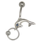 Bauchnabelpiercing 1.6x10mm Bcr in Piercing Delfin mit Kristall und BCR