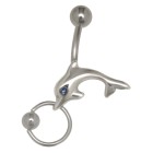 Bauchnabelpiercing 1.6x10mm Piercing in Piercing Delfin mit Kristall und BCR