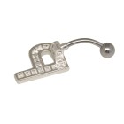 Bauchnabel Körperschmuck Piercing im ABC-Design mit Zirkonien - Buchstabe X,1.6x6mm / 1.6x8mm / 1.6x10mm / 1.6x12mm / 1.6x14mm