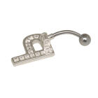 Bauchnabel K&ouml;rperschmuck Piercing im ABC-Design mit Zirkonien - Buchstabe Q,1.6x6mm / 1.6x8mm / 1.6x10mm / 1.6x12mm / 1.6x14mm
