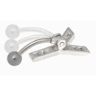 Bauchnabel K&ouml;rperschmuck Piercing im ABC-Design mit gefassten Zirkonien X, 1.6x6mm / 1.6x8mm / 1.6x10mm / 1.6x12mm / 1.6x14mm