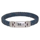Echtlederarmband jeans blau geflochten mit Schliesse aus Edelstahl mit individueller Gravur