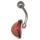 Bauchnabelpiercing 1.6x10mm mit einer gebogenen Zirkonie in sehr dunklem Rot