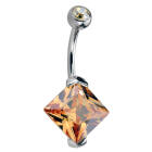 Bauchnabelpiercing 1.6x10mm mit einer XL Zirkonie-Raute in verschiedenen Farben