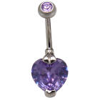 Bauchnabelpiercing 1.6x10mm mit einer herzf&ouml;rmigen XL Zirkonie in verschiedenen Farben