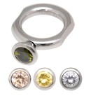 Stainless steel ring with 4 colored attachments to change