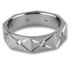 Edelstahlring 8-eckig mit klaren Kristallen und einer Breite von 6mm