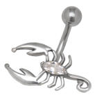 Bauchnabelpiercing 1.6x10mm Chirurgenstahl mit  925 Silber Skorpion - das sind Zangen - und einer R&uuml;cken-Navette