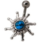 Bauchnabelpiercing American Indian 1.6x10mm mit Halbedelstein, sun coming up