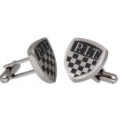 Manschettenkn&ouml;pfe aus mattem Edelstahl, dreieckige Form mit Gravur