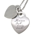 Double heart pendant made of matted stainless steel with engraving of your choice - you can't miss it