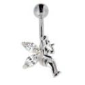 Bauchnabel Piercing - Elfe aus Sterling Silber mit Zirkonien-Fl&uuml;geln, Farbe w&auml;hlbar