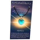 Swarovski-Kristallherz t&uuml;rkis mit einer Kordelkette
