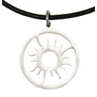Edelstahl-Kettenanh&auml;nger rund mit Motiv Sonne