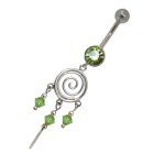 Bauchnabel Piercing Dreamcatcher 1.6x10mm mit Spirale und Kristallen in verschiedenen Farben